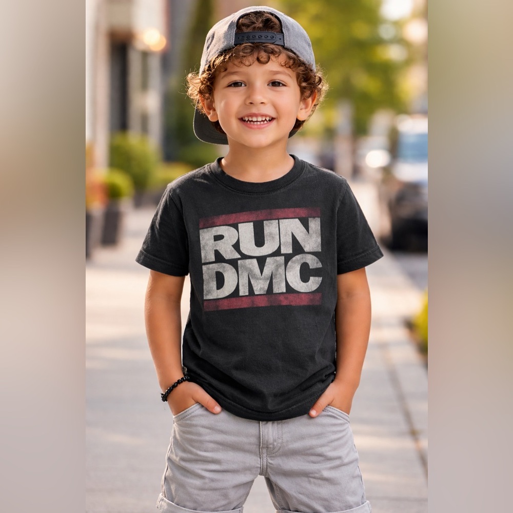 RUN DMC Kids 4T Black Graphic Tee Rockware Hip Hop Shirt
